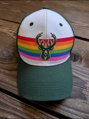 Bucks Wisconsin Dark Green Cap with Rainbow Accent